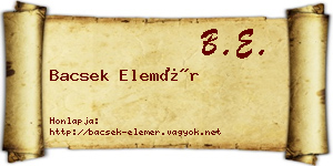 Bacsek Elemér névjegykártya