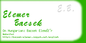 elemer bacsek business card